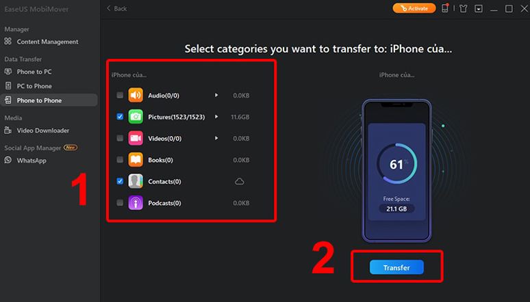 Chuyển dữ liệu từ iPhone sang iPhone bằng Easeus MobiMover - 2