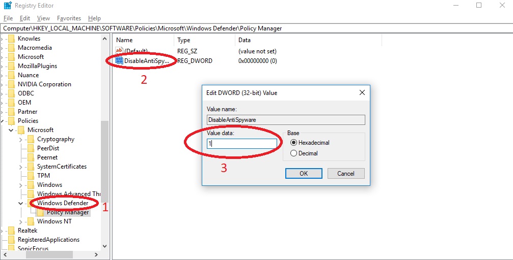 Cách tắt Windows Defender bằng Registry - 2