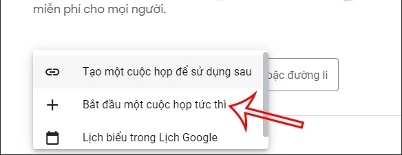 Bắt đầu một cuộc họp tức thì