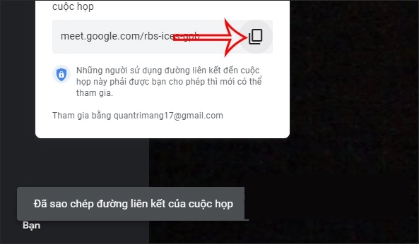 Bạn cũng có thể sao chép URL lớp học