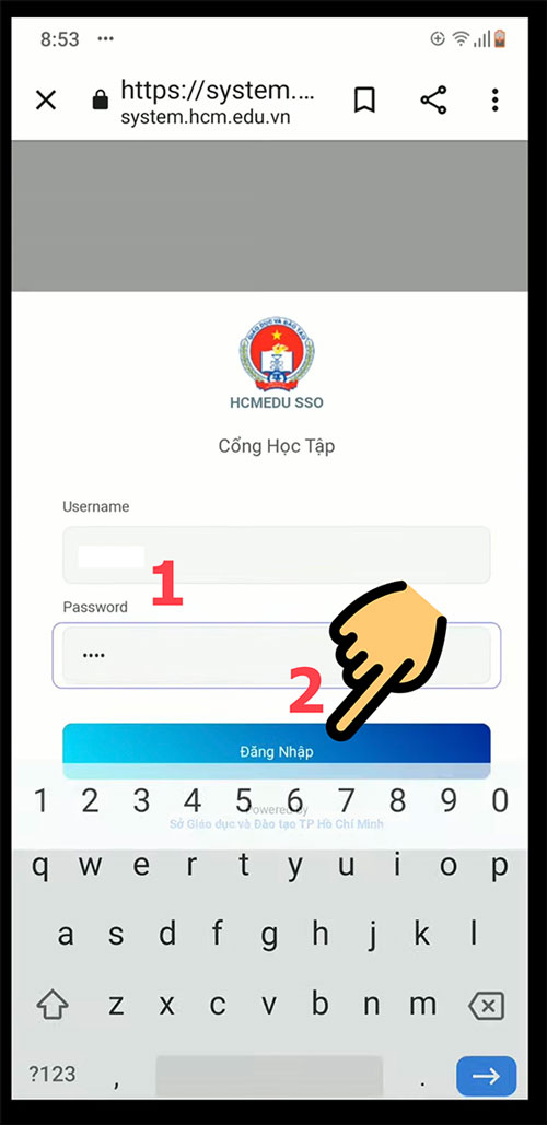 Truy cập lms.hcm.edu.vn đăng nhập thành công