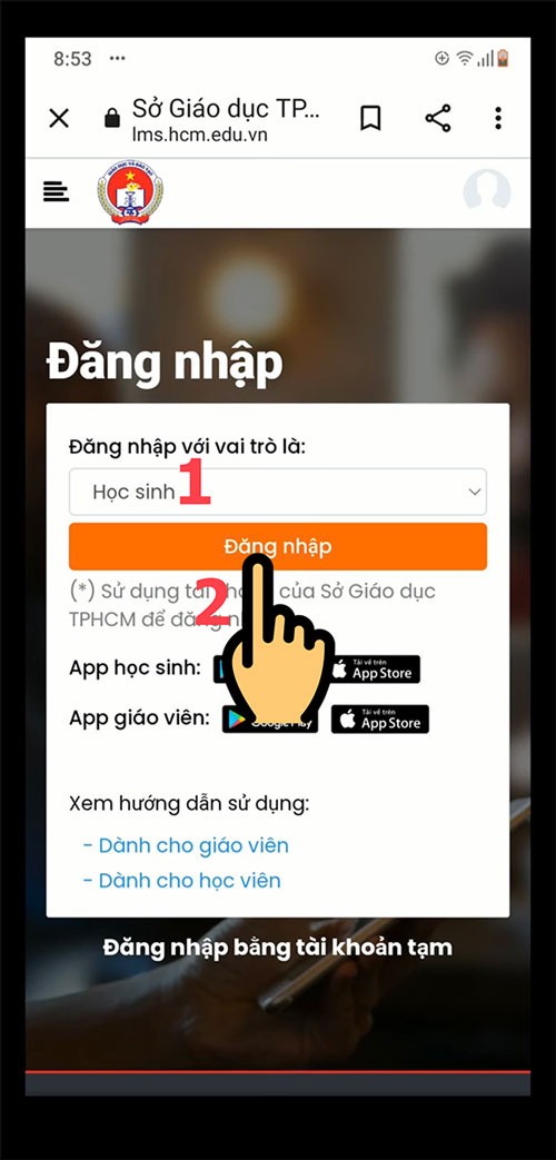Sau đó nhấn Đăng nhập