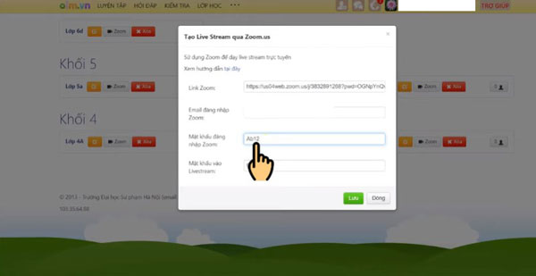 Chỉ dẫn tạo lớp học OLM.VN lớp 4 đăng nhập qua Zoom - 6
