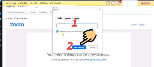 Chỉ dẫn học sinh vào lớp học OLM.VN qua Zoom - 1