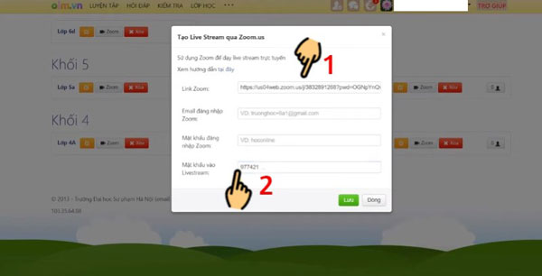 Chỉ dẫn tạo lớp học OLM.VN qua Zoom - 3