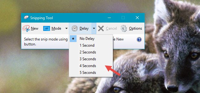 Giao diện người dùng của Snipping Tool