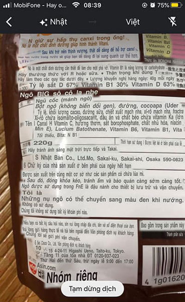 Dịch thông tin từ tiếng Nhật trên bao bì sản phẩm