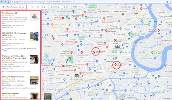 Sử dụng GG Map trên trình duyệt Web