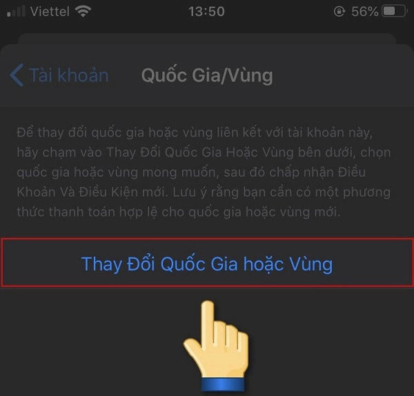 Thay Đổi Quốc Gia hoặc Vùng