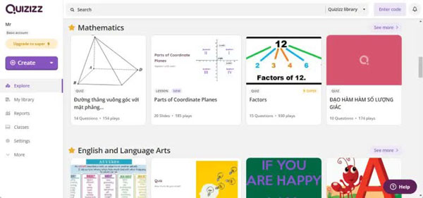 Khám phá thư viện câu hỏi trên Quizizz
