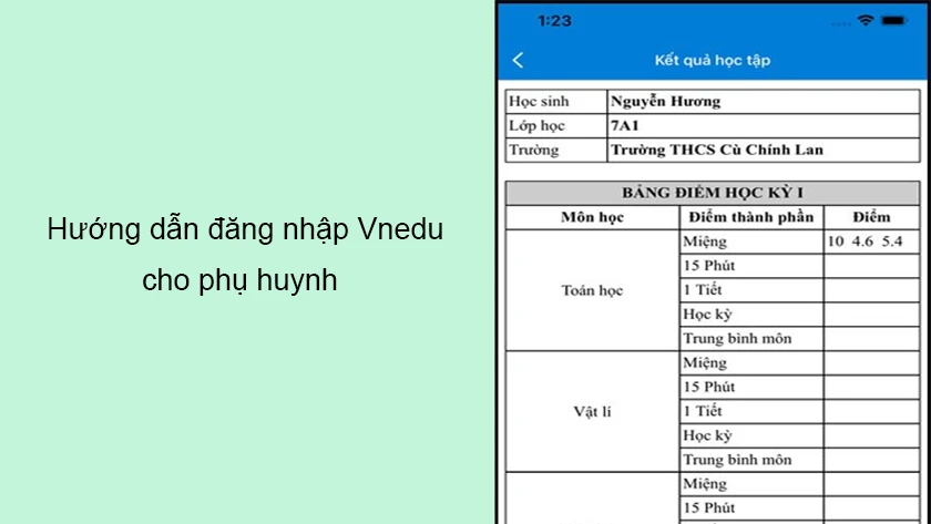 Hướng dẫn vnEdu.vn đăng nhập trên ứng dụng dành cho phụ huynh