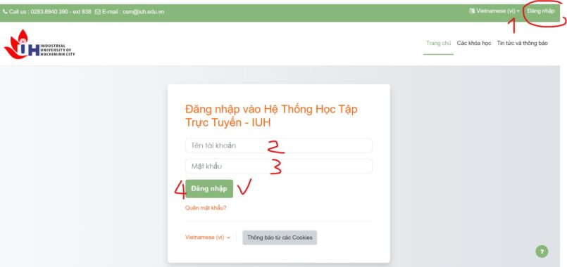 Hướng dẫn đăng nhập LMS.IUH chi tiết